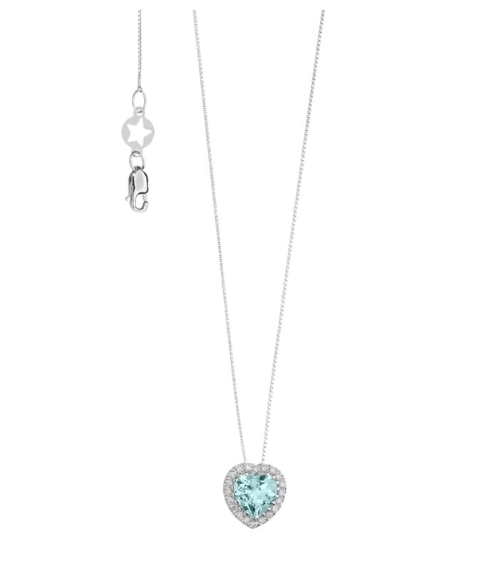 Collana con pendente a cuore in acquamarina Comete gioielli