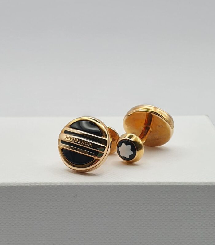 Gemelli Montblanc in oro giallo e onice nero