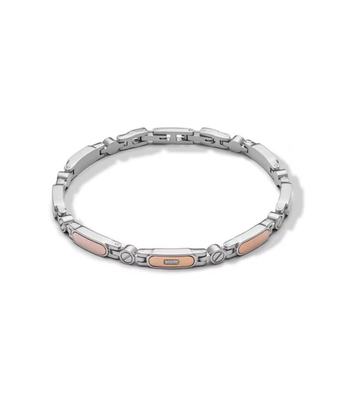 Bracciale in Acciaio pvd rosè e Diamanti