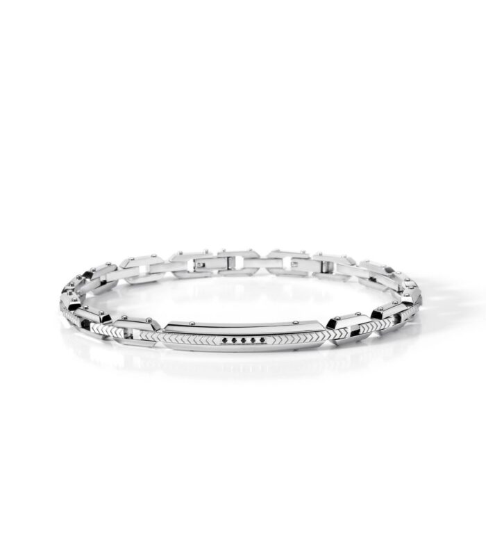 Bracciale Acciaio e spinelli neri