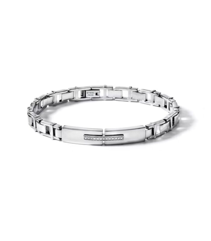 Bracciale in Acciaio lucido e Diamanti bianchi